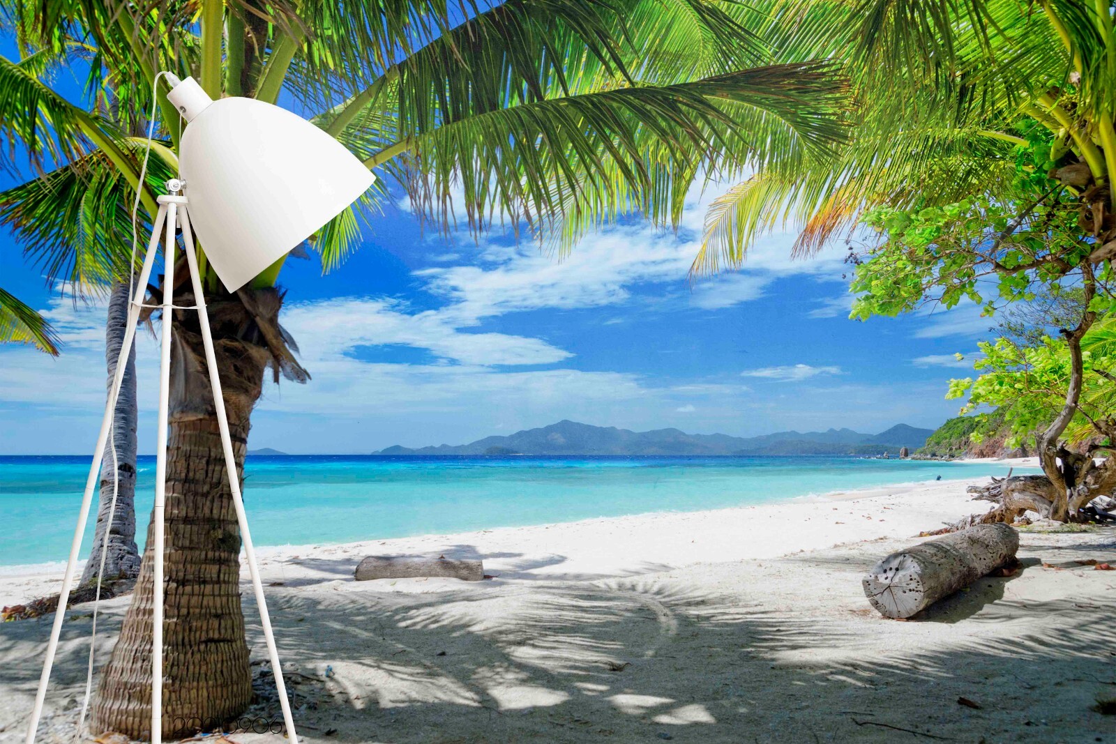 3D Blue Sky Beach Coconut Tree Wall Murals Wallpaper Murals Wall Sticker