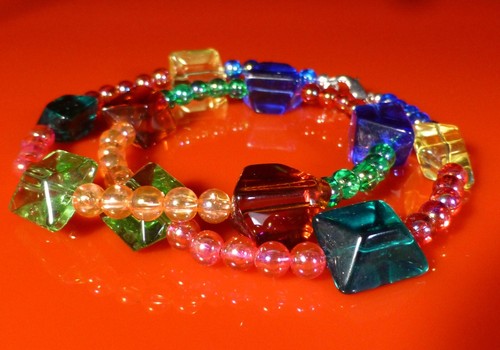 Rainbow Glass Jewelry Pendant Choker Chunky Statement bib Necklace / Bracelet - Picture 4 of 9