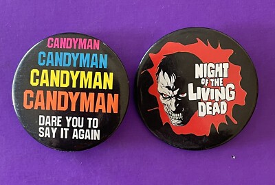 VINTAGE PROMO PINBACK BUTTONS CANDYMAN MOVIE LIVING DEAD PROMOTIONAL 1992 RARE