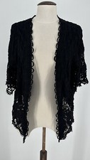 New Look Women  s Black Open Fronted Crochet Cardigan Size M