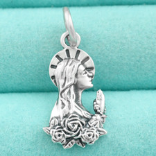 Virgin Mary Pendant Charm 925 Sterling Silver Our Lady of Fatima Roman Catholics