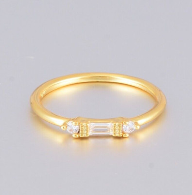 Thin Ring For Valentine Gifts 1.52 CT Simulated Baguette Ring Yellow Gold Plated
