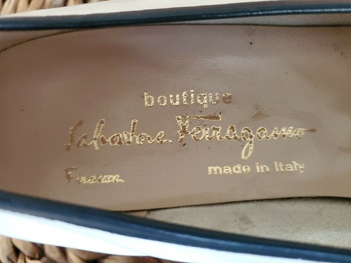 Salvatore Ferragamo White Navy Leather Loafers Women's sz 10 - Picture 10 of 11