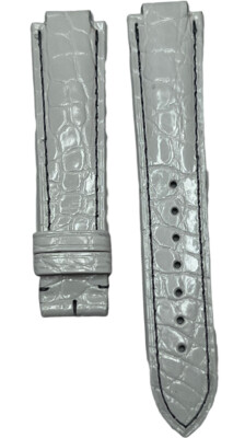 New Cartier Ballon Bleu Watch Strap / Band - White w/ Gray Stitching 18.5mm