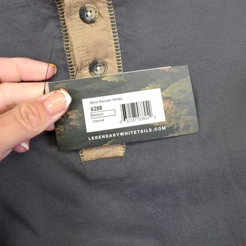 Legendary Whitetails Shirt Mens M Gray Recluse Raglan Henley Outdoor Cabincore - Picture 6 of 15