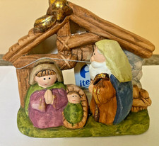 Natività In Ceramica Con Portacandela presepe natale