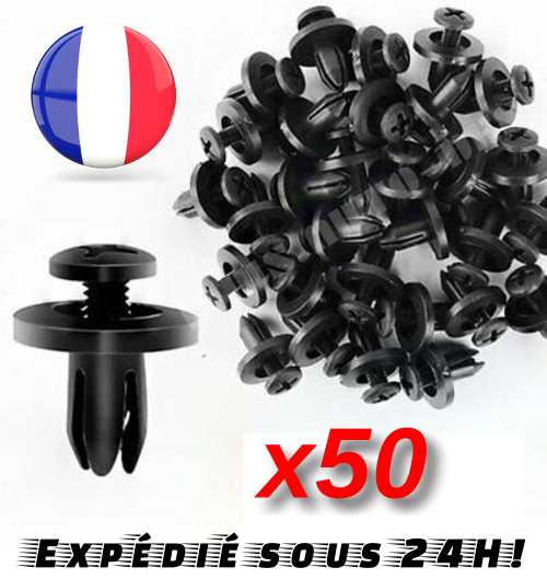 50 Rivets Nylon 6mm - Clips De Fixation Pour Carrosserie Voiture/moto - Agrafes Universelles, Installation Push - 11