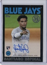 2021 TOPPS BASEBALL SANTIAGO ESPINAL TORONTO BLUE JAYS RC 1986 BLACK #86/199