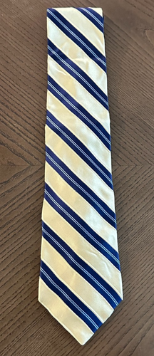 NWT Tommy Hilfiger Striped 100% Silk Yellow & Blue Tie with Tag