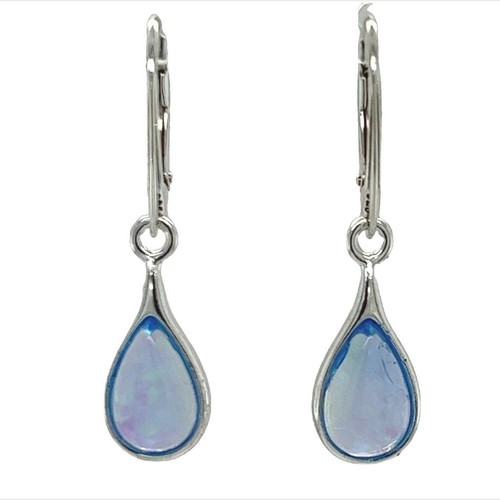Blue FIRE OPAL Teardrop / Pear Leverback Earrings - 925 STERLING SILVER #546e - 第 10/16 張圖片