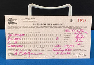 1978 Wisconsin Resident VTG Fishing License Webster WI Lt#33