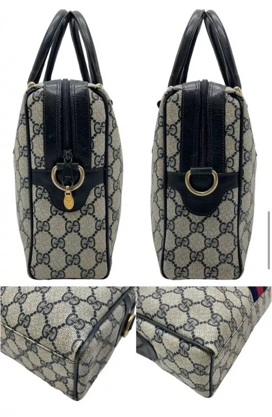 Vintage Authentic Gucci GG Plus Supreme Web Boston Coated
