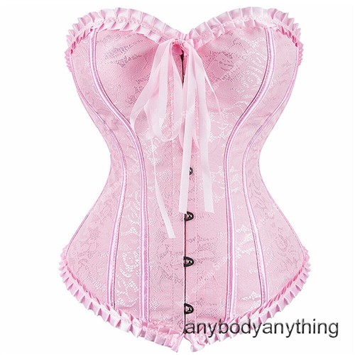 Pink Corsets for Women Vintage Leopard Print Corset Top Princess Lace Up Sexy - Picture 15 of 41