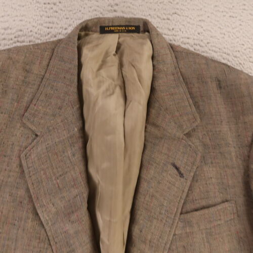 Chaqueta H Freeman XL Marrón Beige Rayas 100% Seda Matka Blazer Abrigo Deportivo 46L - Imagen 2 de 18