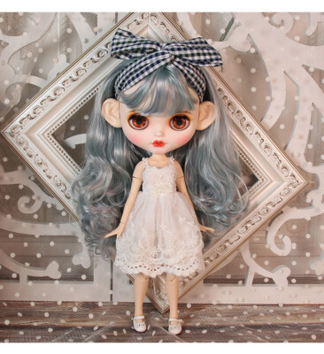 Blythe doll Nude Custom Rabbit teeth Blue mix hair from Factory Joint Body 12''