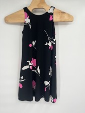 LAUREN RALPH LAUREN Women Dress Black Pink Floral Sleeveless Shift Sz 0p