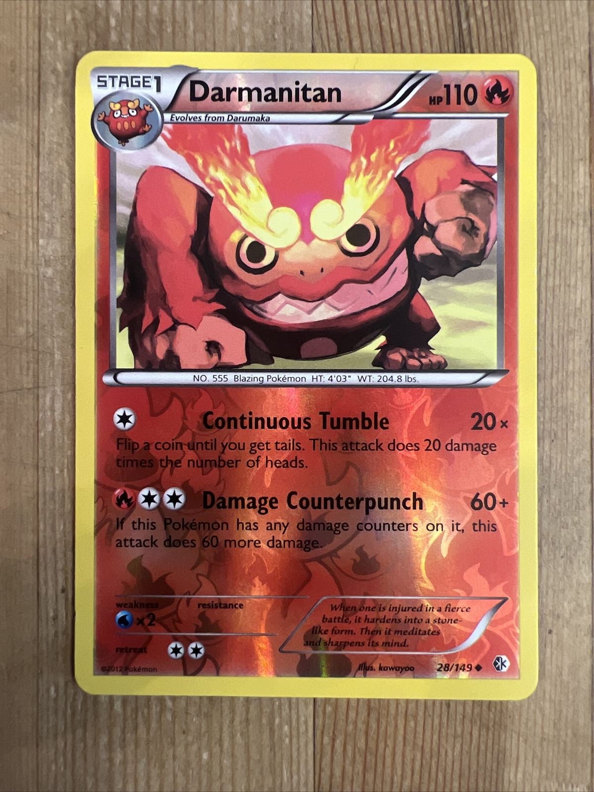 Pokémon TCG Darmanitan Boundaries Crossed 28/149 Reverse Holo Uncommon NM