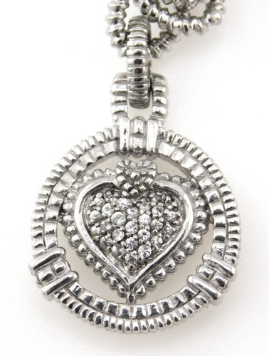 Judith Ripka 925 Sterling Silver Cubic Zirconia Athena Heart Charm Bracelet - Picture 3 of 7