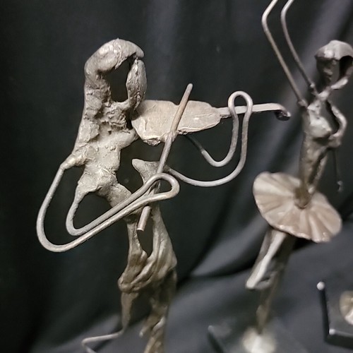 3 Vintage BRUTALIST CAST BRONZE ABSTRACT Ballerina Music SCULPTURES MARBLE BASES - Picture 5 of 8