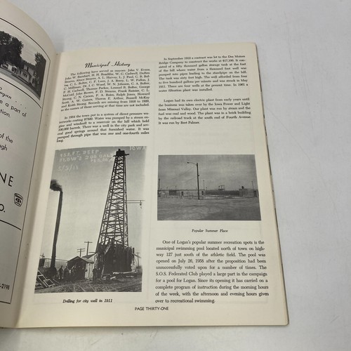 Vintage Logan Iowa Centennial Book 1867 1967 Ads Advertisements Pictures History - Picture 5 of 12