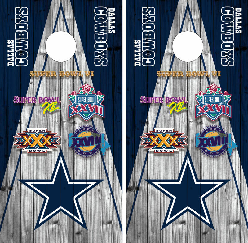 2 Laminated Dallas Cowboys Super Bowl Cornhole Wraps / Vinyl / Skins / Sticker