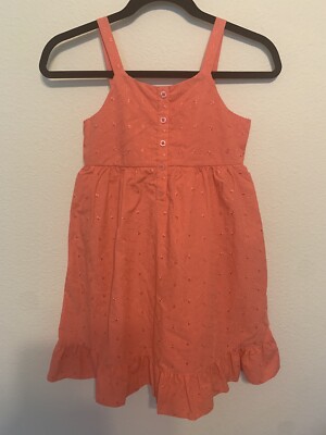 Little Girls Penelope Mack Orange Sleeveless Floral Dress Size 10
