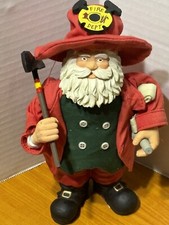 Fireman 9" Santa Clause Christmas Figurine Decoration With Rope And Axe VTG