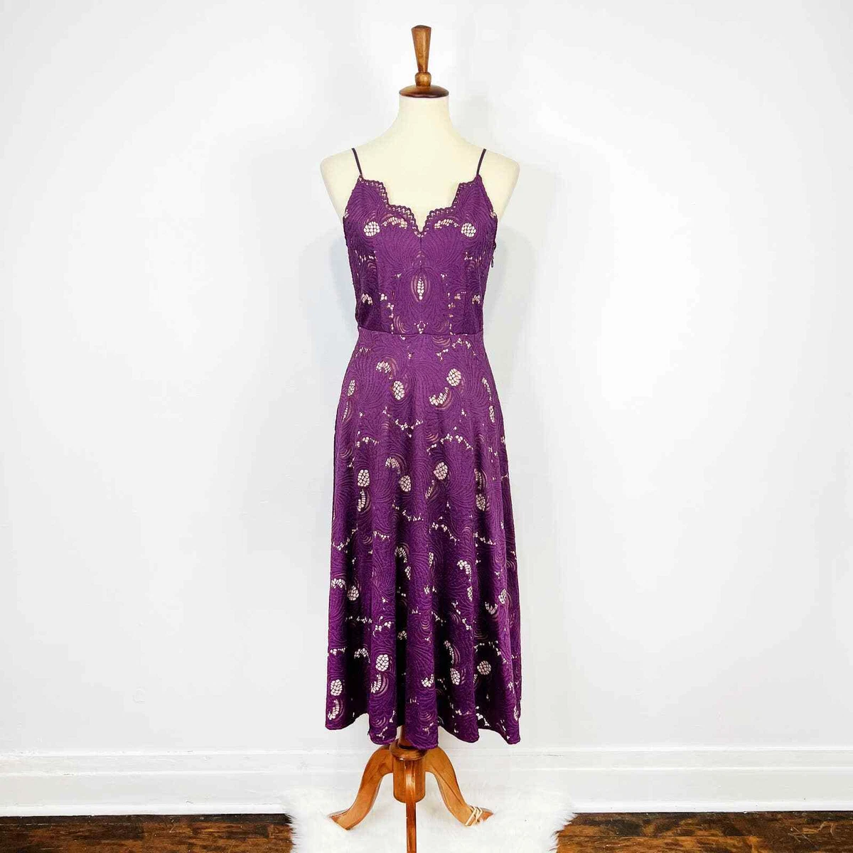 Anthropologie purple lace clearance dress