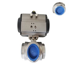 3-Way Full Port Ball Valve NPT 2'' with Double Acting Pneumatic Actuator