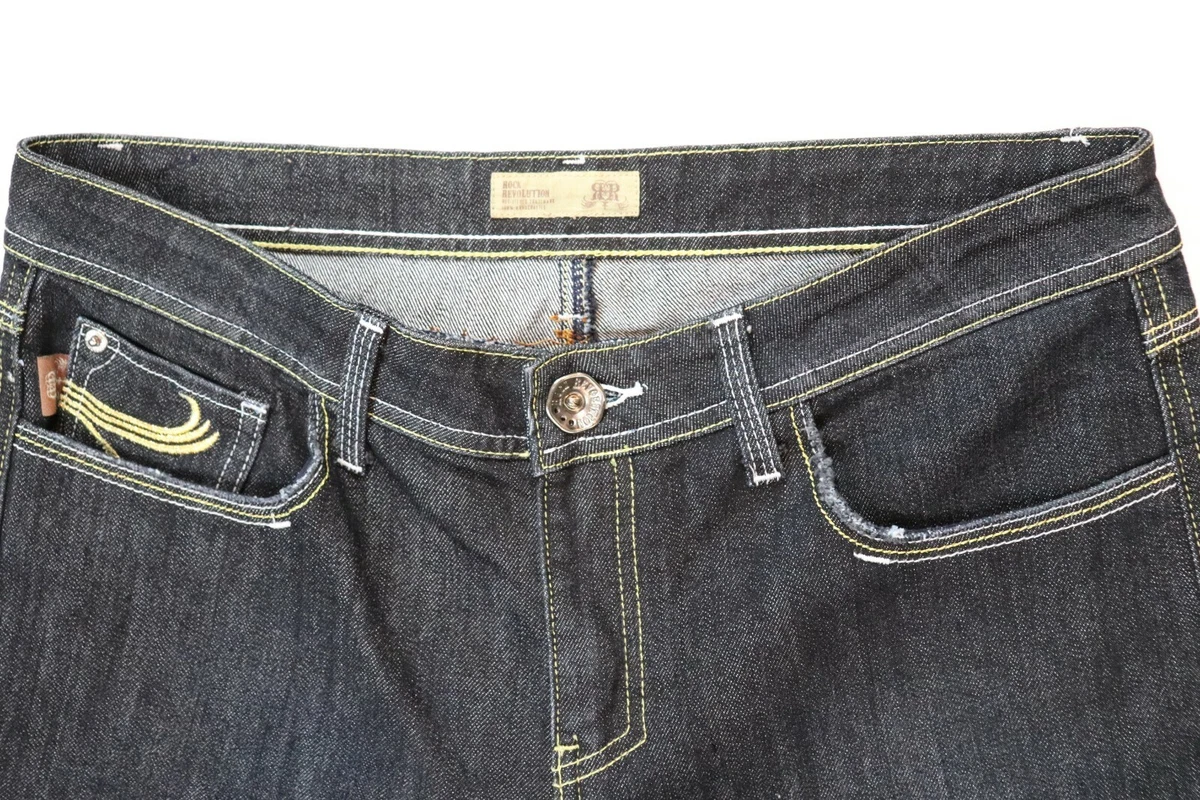 Rock Revolution Dark Wash Jeans Gold Stitching Size 31