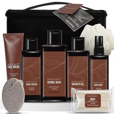 Bath and Body Gift Baskets for Men Sandalwood Mens Bath Set with Body Lotion