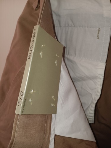 New DANIEL CREMIEUX Chinos Pants Mens 42x30 Supima Cotton Dark Stone Flat Front - Picture 9 of 10