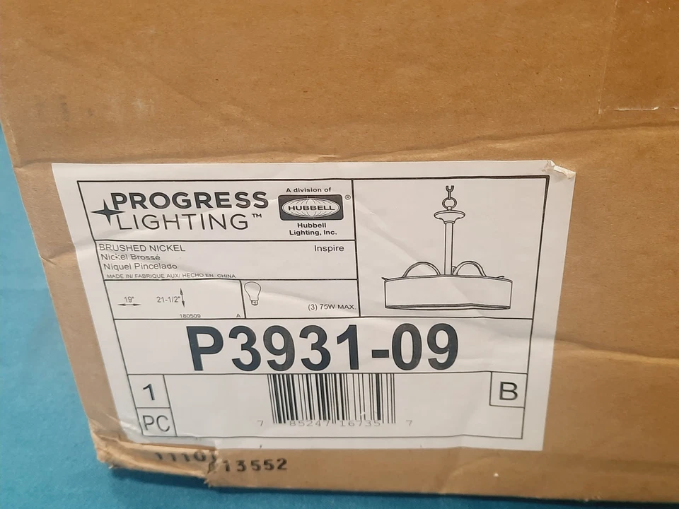 Progress Lighting P3931-09 Inspire 3 Light 19" Wide Pendant Brushed Nickel *NEW* - Image 2 of 4