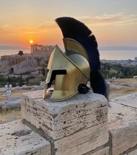 Spartan Warrior Helmet Greek Roman Knight With black plume Cosplay
