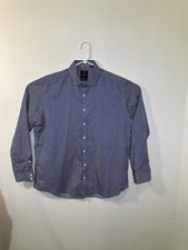 Ben Sherman Mens Button Front Long Sleeve Blue White Stripe Shirt X Large XL