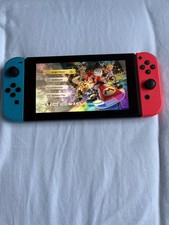 Nintendo Switch Console HAC-001 w/ Neon Red/Blue Joy-Con With Mario Kart Mint