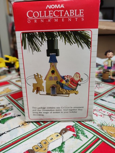 1989 Noma Motion Ornament rotierender Weihnachtsmannschlitten um ein Haus - Bild 3 von 6