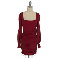 19963 NEW Lulus Ruched Bodycon Dress Red size Small holiday party cocktail