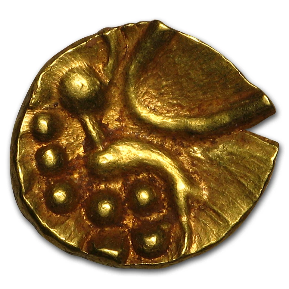 Fanam de oro de los siglos XVIII-XIX de la India F-XF Foto 2 de 2