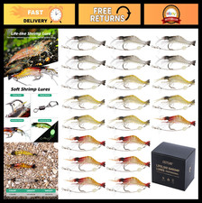 Soft Shrimp Fishing Lures Set - Luminous Bait with Sharp Hooks for Freshwater &