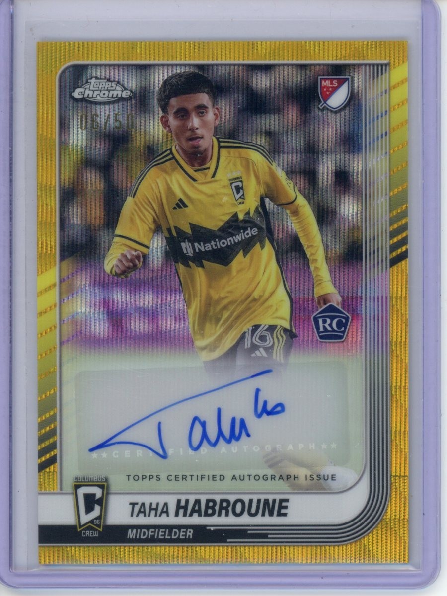 2025 Topps Chrome MLS Taha Habroune Gold Wave /50 Auto Rookie RC