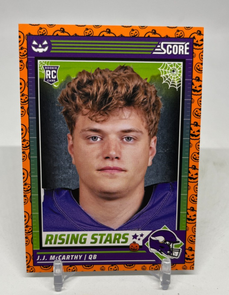 2024 Panini Score-A-Treat J.J. McCarthy Rising Stars #19 Orange Pumpkins RC