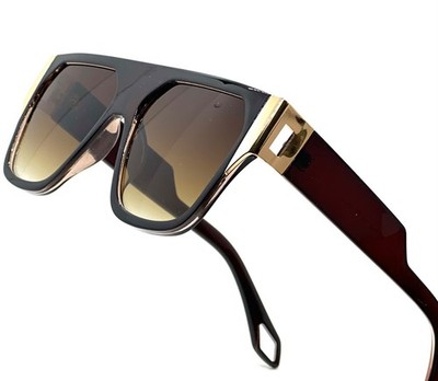 Eye Glasses Men Women Fashion Gold Brown Frame Gradient Lens Retro Stylish Gold