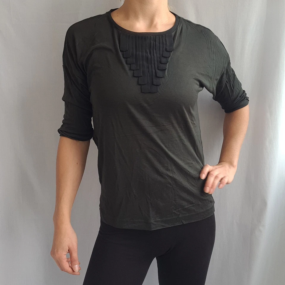 ¡NUEVO! Hugo Boss Mujer Blusa 100% Seda Talla S Manga 1/2 Formal Top Shirt - Imagen 3 de 4