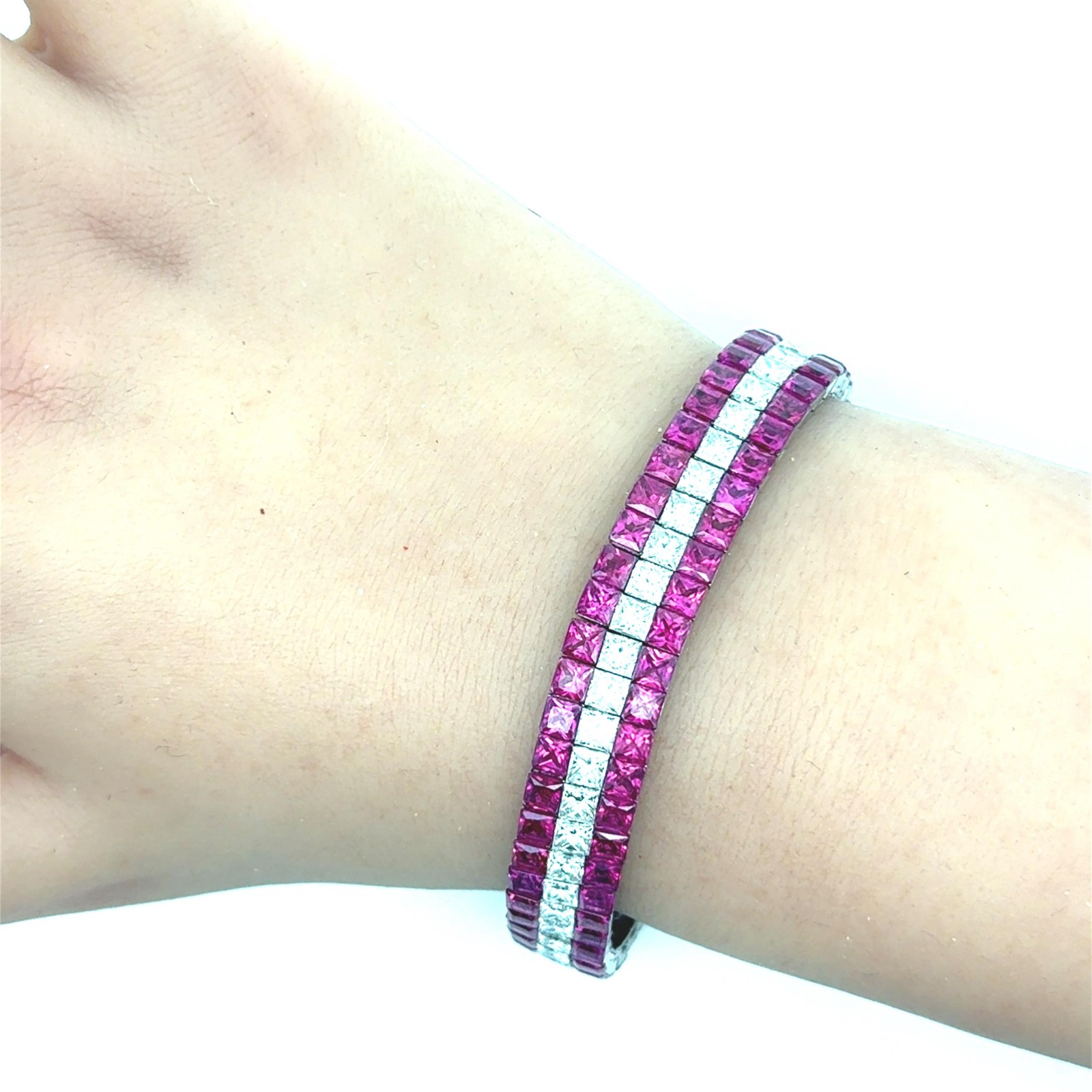 Exquisite Invisible-Set Ruby & Diamond Platinum F… - image 6