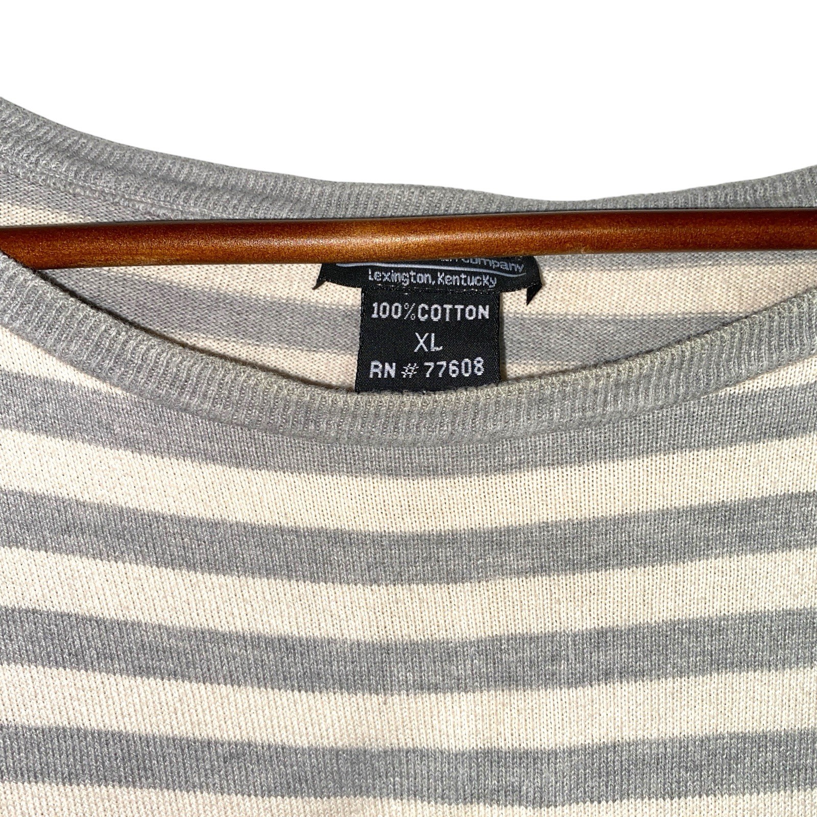 Vintage 90s J. Peterman Gray Striped Navy T -Shirt Vtg 1990s Size XL