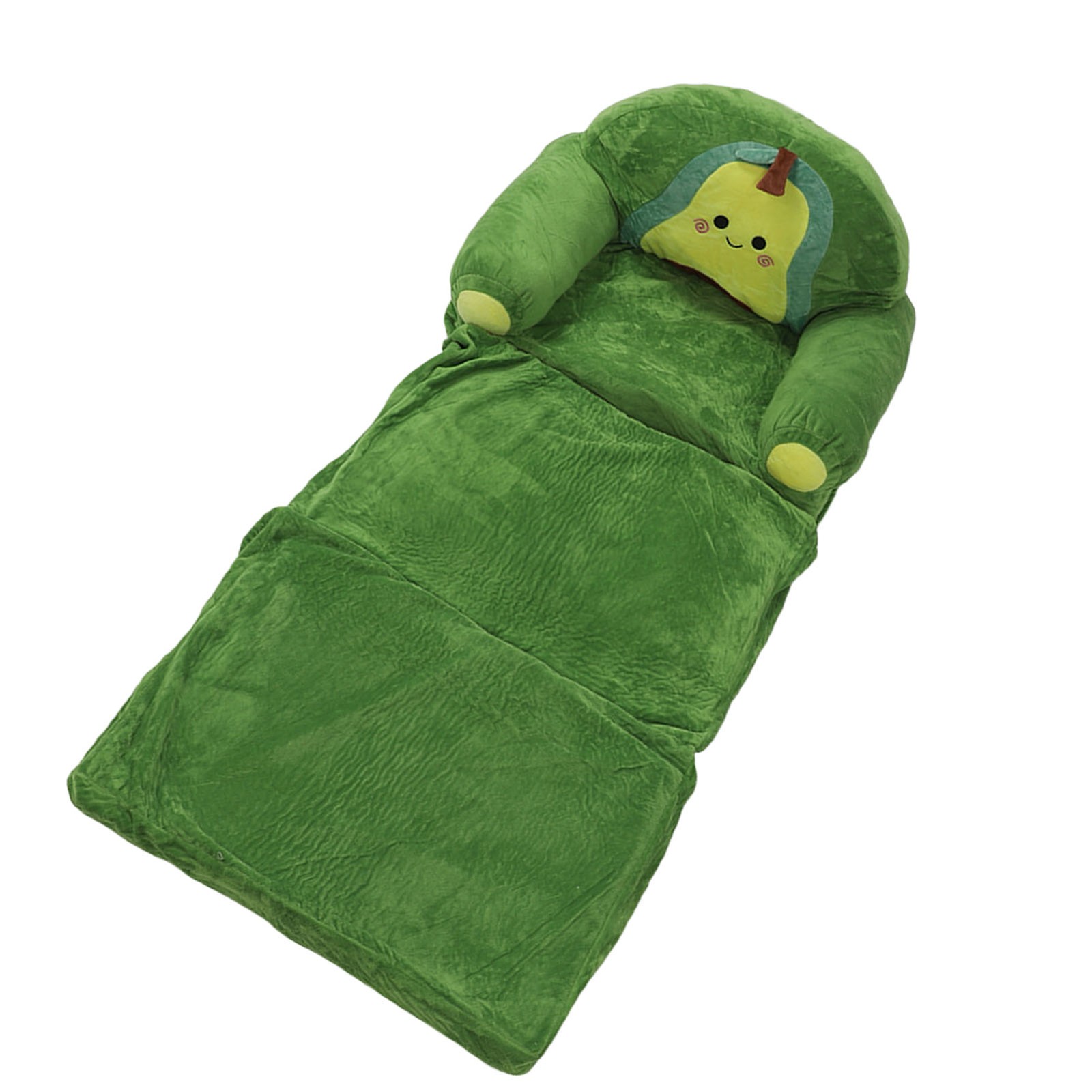 Foldable Kids Sofa Cute Cartoon Design Short Plush Material(Avocado).