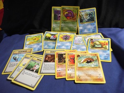 Base Set Lot of 15 Fossil 1999 Commons No Duplicates - Vintage Pokemon TCG Cards