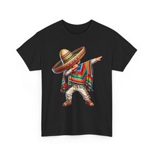 Mexican Boy Dabbing in Poncho Cinco de Mayo T-Shirt for Men and Women