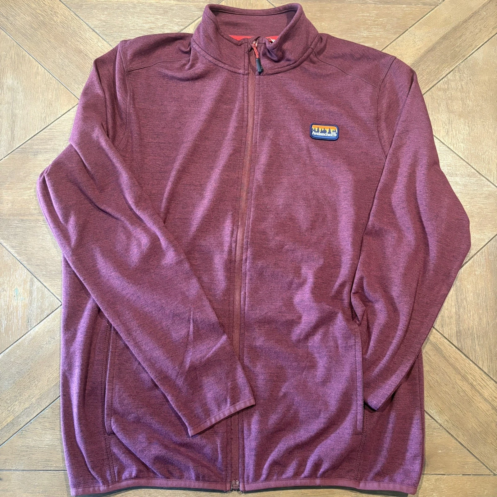 Avalanche Men's M Maroon Full Zip Knit Fleece Jacket Stand Up Collar Logo